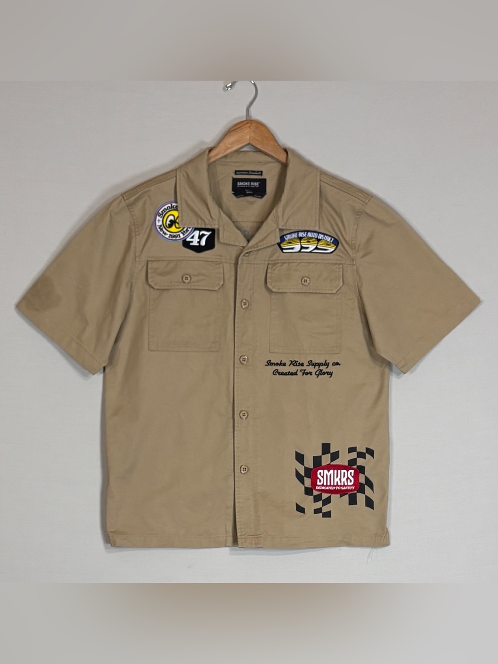 Smoke Rise Moto Service Division Button-Up Racing Workwear Shirt S